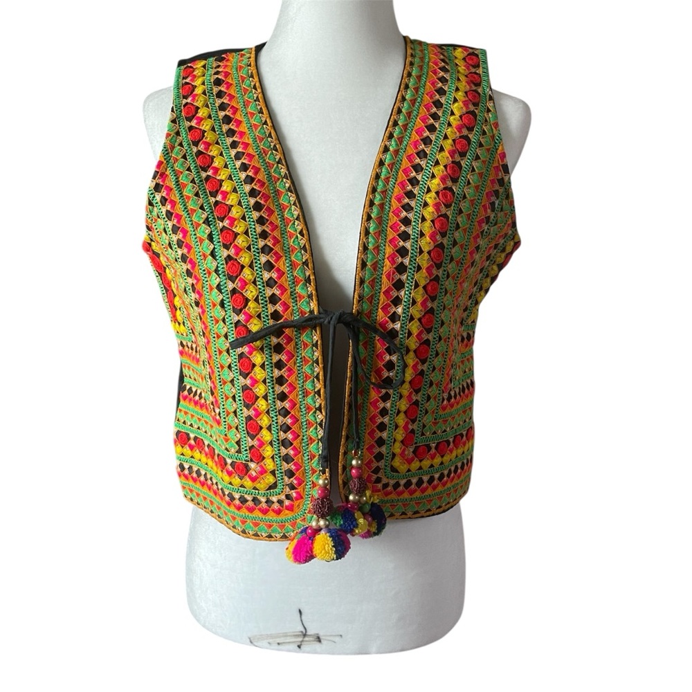 Vibrant Multicolor Cotton Vest Small